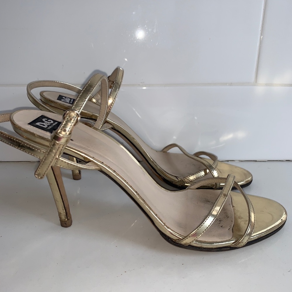 DOLCE & GABBANA D&G Gold Heels Made in Italy